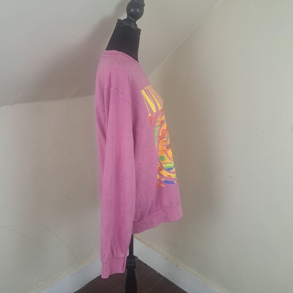 Urban Outfitters x Nirvana Smile Overdyed Oversize Crew Neck Sweatshirt Pink M - Picture 4 of 11